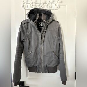 TNA Charcoal Utility Jacket with Hood